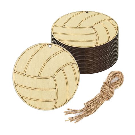 PRICES MAY VARY. ① DESCRIPTION: Material: Wood. Size: Approx. 3.94x3.94x0.1 inch / 10x10x0.25 cm. Made of good quality natural wood , laser cut and polished. ② FEATURE: Wooden volleyball shaped design hanging ornaments with ropes. Perfect for using as coasters, tags, party board, classroom board. ③ PACKAGE: Pack of 20pcs volleyball wood crafts cutouts. Each wood piece was well polished, blank wood slices are ready to be paint and write, you may stain, drill, curve and decorate them as you like. Volleyball Crafts For Kids, Volleyball Ornaments Diy, Volleyball Gifts For Players Diy, Diy Volleyball Gifts, Volleyball Party Decorations, Sport Themed Party, Volleyball Locker Decorations, Polo Ideas, Volleyball Crafts