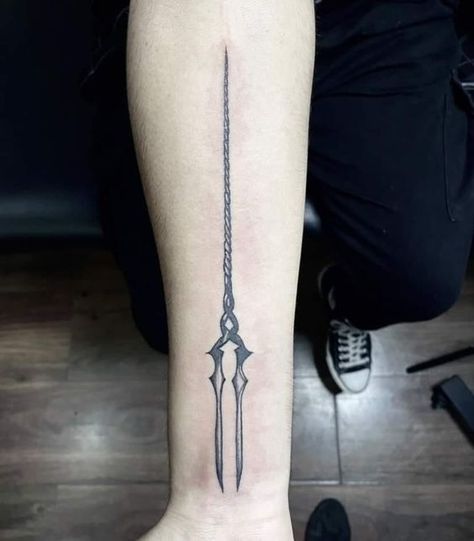 Evangelion Spear Tattoo, Spear Of Longinus Tattoo, Spear Of Longinus Evangelion, Spear Tattoo, Vampire Priest, Evangelion Tattoo, Bts Tattoo, Heaven Tattoos, Bts Tattoos