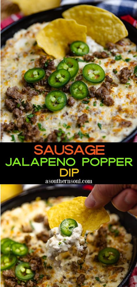 Jalapeno Poppers With Sausage, Jalapeno Popper Dip, Popper Dip, Appetizers Easy Finger Food, Best Appetizer Recipes, Jalapeno Popper, Dip Recipes Easy, Recipes Appetizers And Snacks, Yummy Dips