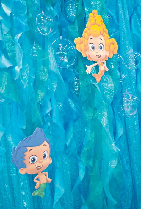 bubble guppies birthday party decor Bubble Guppies Birthday Theme, Tacky Prom, Bubble Guppies Birthday Cake, Sea Themed Decor, Bubble Guppies Theme, Jellyfish Tentacles, Bubble Birthday Parties, Bubble Guppies Birthday Party, Sea Cake