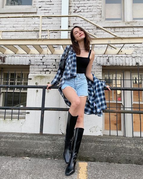 calf black boots outfit Summer Long Boots Outfit, Calf Boots Outfit Summer, Long Black Boots Outfit Summer, Calf Black Boots Outfit, Black Knee High Boots Outfit Summer, Knee Boots Outfit Summer, Black Calf Boots Outfit, Knee High Boots Outfit Summer, Black Knee Boots Outfit