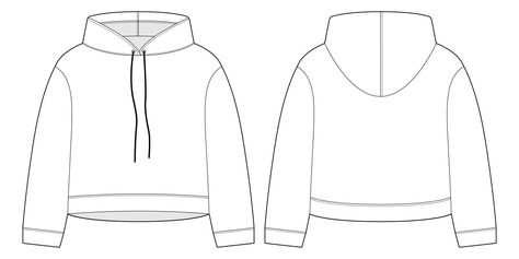 Women crop hoodie technical sketch. CAD mockup template hoody. Drawing kids clothes. Hoodie Drawing Reference, Hoody Outfits, Technical Sketch, Outfits Drawing, Drawing Kids, Hoodie Drawing, Crop Top Hoodie, Crop Hoodie, Cropped Hoodie