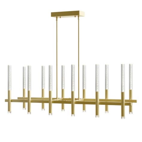 Everly Quinn Thurso 12 - Light LED Rectangle Chandelier - Wayfair Canada Pool Table Lighting, Linear Suspension, Gold Chandelier, Suspension Light, Linear Chandelier, Home Ceiling, Lighting Store, Island Lighting, Pool Table