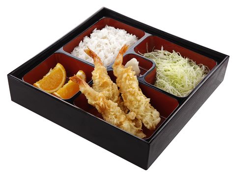 Tempura Rice Bowl, Tempura Bento, Ebi Tempura, Shrimp Tempura, Rice Bowl, Tempura, Orange Slices, Rice Bowls, Bento Box