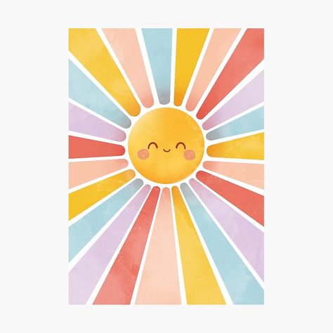 Get my art printed on awesome products. Support me at Redbubble #RBandME: https://www.redbubble.com/i/photographic-print/Boho-Sun-print-Nursery-art-Watercolor-whimsical-sun-illustration-Nursery-art-You-are-my-sunshine-by-SuzieStarr/163363278.6Q0TX?asc=u You Are My Sunshine Drawing, Sunshine Illustration, Sun Clip Art, Watercolor Whimsical, Sun Watercolor, Foto Frame, Sun Illustration, Art Clip, Boho Sun