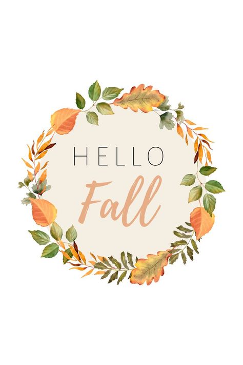 Enjoy this free "hello fall" printable sign that I created for you. Free hello fall printable sign, 8x10 printable fall autumn orange leaves wreath sign. Printable Signs Free, Tree Wallpaper Iphone, Hello Fall Sign, Free Fall Printables, Leaves Wreath, Autumn Orange, Free Printable Tags, Orange Leaves, Changing Leaves