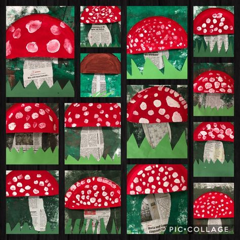 Forest Animal Art Projects For Kids, Mushroom Art Projects, Mushroom Preschool Activities, Kindergarten Fall Art, Høstaktiviteter For Barn, Fall Art Projects, 3rd Grade Art, Elementary Art Projects, Autumn Crafts