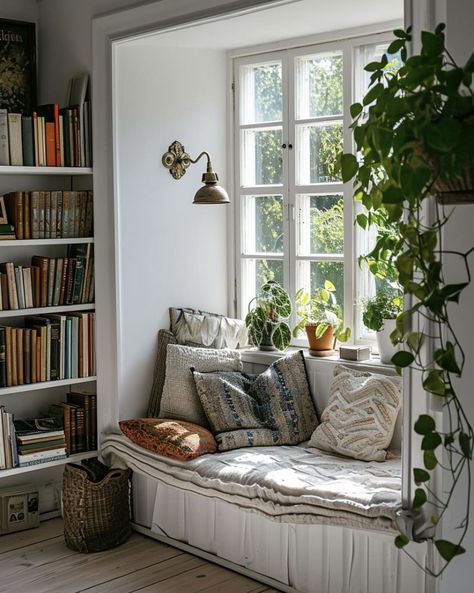 Compact Apartment, Home Library Rooms, Church Conversions, Window Nook, Nook Ideas, Reading Area, Concept Ideas, Reading Nooks, Home Libraries