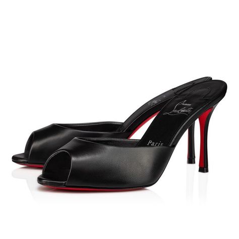 Louboutin Me Dolly, Christian Louboutin Sandals, Christian Louboutin Heels, Summer Black, Red Bottoms, Leather Shoes Woman, Boutique Online, Leather Mules, Nappa Leather