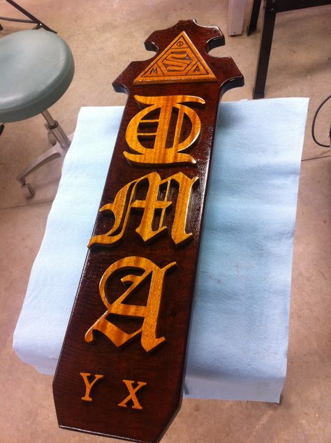 Phi Mu Alpha Sinfonia, Probate Gifts, Greek Paddles, Old English Letters, Letter Designs, Phi Mu, English Letter, Greek Life, Wood Work