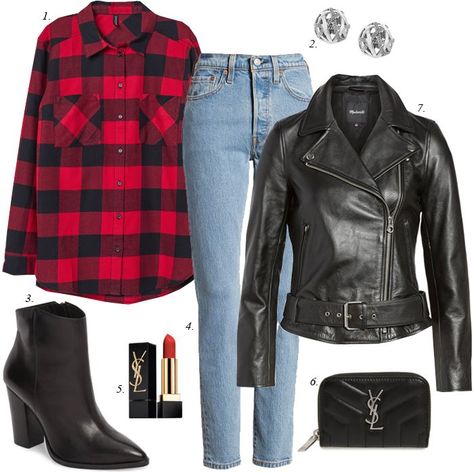 buffalo plaid, fall outfit, moto jacket, fall outfit ideas, fall trends, how to style buffalo plaid, personal stylist Leather Jacket Shirt Outfit, Red And Black Plaid Shirt Outfit, Buffalo Plaid Shirt Outfit, Red Plaid Shirt Outfit, Leather Jacket Outfit Winter, Plaid Shirt Outfit, Fall Jackets Outfit, Moto Jacket Outfit, Black Leather Jacket Outfit