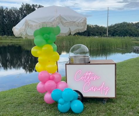 Cotton Candy Cart - Tampa Bay Party Company Gourmet Cotton Candy, Cotton Candy Cart, Mango Chile, Fancy Sprinkles, Nerds Candy, Candy Cart, Cherry Limeade, Fluffy Texture, Mango Coconut