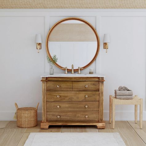 Add the Rochelle 42" Single Bathroom Vanity Set to bring your bathroom reno to life with it's gorgeous design and superior quality. Fluted Trim, Ceramic Undermount Sink, Natural Bathroom, Staining Cabinets, Carrera Marble, White Vanity Bathroom, Set Bed, Bathroom Reno, Bathroom Vanity Set