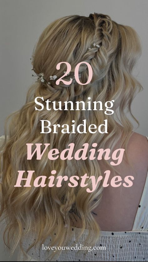 Looking for the perfect braided wedding hairstyles? Check out our list of 21 beautiful braid hairstyles for brides with long, short, and black hair. Whether you want an updo, half up, or boho look, we've got great braid wedding hairstyle ideas and inspiration for your special day! Wedding beauty tips included. Boho Bride Hairstyles, Wedding Hairstyles Braid, Beautiful Braid Hairstyles, Braided Wedding Hairstyles, Hairstyles For Brides, Braid Wedding, Bridesmaid Hair Inspo, Romantic Braid, Hairstyles With Braids