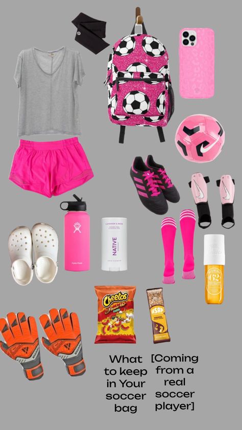 What to keep in your soccer bag ￼ Soccer Bag, Soccer Players, Soccer, Football