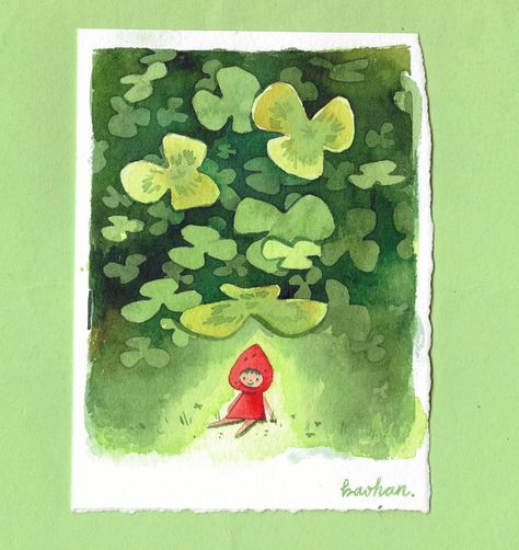 Clover Field Drawing, Alice In The Country Of Clover, Character In Forest Drawing, Clover Illustrations, Strawberry Field Illustration, Clover Fairy, Field Drawing, Fairy Games, Field Watercolor