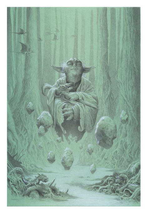 YODA: Meditating on Dagobah. Commission 10x15 Acrylic on illustration board. Yoda Meditating, Illustration Board, Star Wars Tattoo, Star Wars Wallpaper, Star Wars Artwork, Star Wars Yoda, Star Wars Fan Art, Star Wars Pictures, Star Wars Jedi