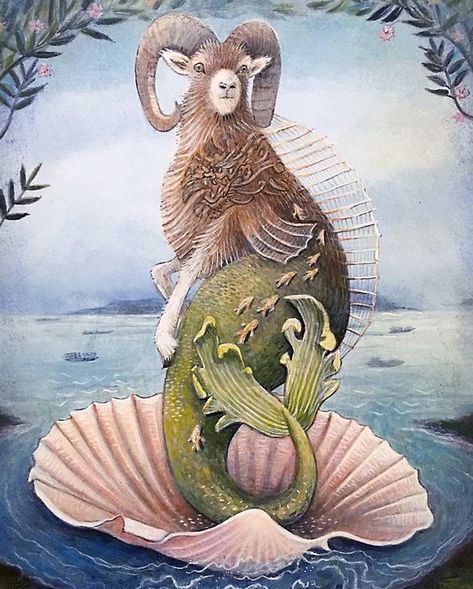 Capricorn Aesthetic, Chinese Zodiac Dragon, Capricorn Art, Capricorn Goat, Egg Tempera, Zodiac Art, Ethereal Art, Tempera, Art Market