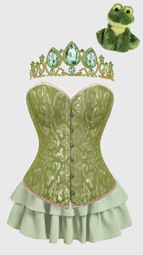 Princess and the frog costume 🐸 Princess And The Frog Costume, Frog Costume, Princess Halloween Costume, Princess And The Frog, Fall Bucket List, Princess Tiana, Carnival Costumes, Halloween Carnival, Photoshoot Outfits