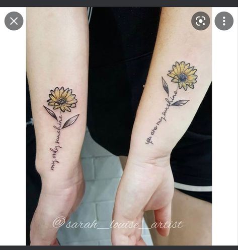 My Sunshine Tattoo, Mommy Daughter Tattoos, Tattoo Design Ideas For Women, Sunshine Tattoo, Mom Daughter Tattoos, Mother Tattoos, Friendship Tattoos, Sunflower Tattoos, Mother Daughter Tattoos