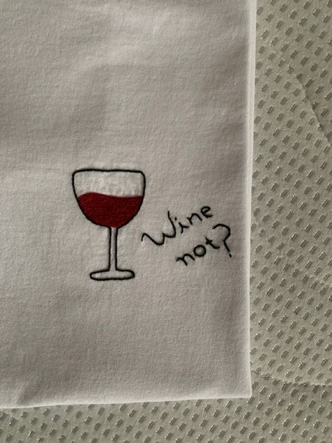 Wine Glass Embroidery Design, Wine Embroidery, Canvas Bag Design, Embroidery Lessons, Towel Embroidery, Embroidery Tshirt, Hand Embroidery Kit, Embroidered Art, 자수 디자인