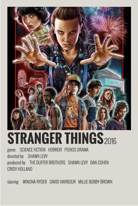 Stranger Things 2017, Spiderman Pixel Art, Stranger Things Tv Series, Marvel Movie Posters, Stranger Things Dustin, Duffer Brothers, Iconic Movie Posters, Movie To Watch List, Movie Card