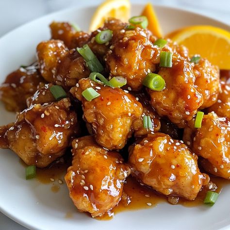 Need more Summer Dinner Ideas? Especially summer recipes that get you out of the kitchen from start to finish in under 1 hour? Well here it is: Chinese Orange Chicken. This homemade Orange Chicken combines crispy, bite-sized pieces of egg-white-coated chicken with a zesty orange glaze featuring fresh orange juice, ginger, garlic, and a touch of heat, creating a flavorful and satisfying dish. Orange Chicken Sheet Pan Dinner, Dinner Recipes Orange Chicken, Just Bare Chicken Recipes, Orange Chicken Breast, Orange Juice Chicken Recipe, Orange Chicken Recipe Easy, Orange Juice Chicken, Homemade Orange Chicken, Crockpot Orange Chicken