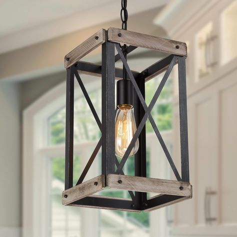 Farmhouse Kitchen Lighting, Farmhouse French Country, Cage Pendant Light, Farmhouse Light Fixtures, Cabin Lighting, Entryway Lighting, Wooden Pendant Lighting, Farmhouse Pendant Lighting, Farmhouse Kitchen Design