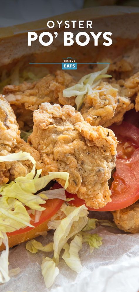 Fried Oyster Poboy Sandwich, Fried Oysters Southern, Oyster Poboy Sandwich, Cooked Oyster Recipes, Fried Oyster Recipes, Canned Oyster Recipes, Oyster Sandwich, Poboy Sandwich, Fried Oysters Recipe