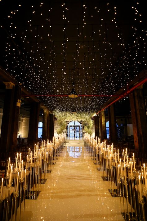 This Candlelit Winter Wedding in Brooklyn Was an Elegant Baby’s Breath Dream - Green Wedding Shoes Candlelit Wedding Ceremony, Candlelit Wedding, Twinkle String Lights, Wedding Gift Guide, Black Bridesmaids, Floral Wedding Dress, Baby S Breath, Elegant Baby, Black Bridesmaid Dresses