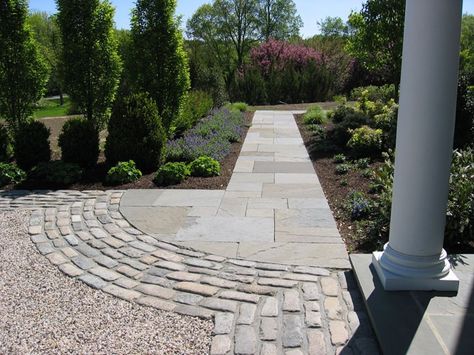 Bluestone Path, Drive Ways, Landscape Design Portfolio, Grass Driveway, Belgian Block, Garden Walkways, Path Landscape, Modern Backyard Design, Front Path