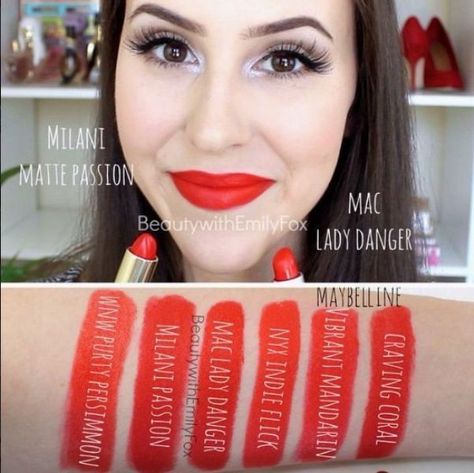 MAC LADY Danger Dupes ! Lady Danger, No Longer Dangerous ;) http://www.glossypolish.com/mac-lady-danger-dupes-lady-danger-no-longer-dangerous/#dupes #ladydanger Mac Lady Danger Lipstick, Mac Lady Danger, Milani Lipstick, Makeup Pinterest, Lady Danger, Lipstick For Fair Skin, Lipstick Designs, Lip Swatches, Makeup Guide