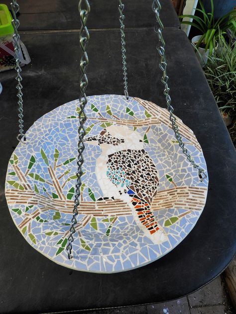 Mosaic Kookaburra, Kookaburra Mosaic, Mosaic Stepping Stones, This Is The End, Bird Feeder, Mosaic Patterns, New House, Bird Feeders, Clean Up