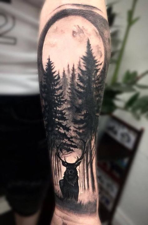 Deer Forest Tattoo, Deer Tattoo Designs, Surreal Tattoo, Deer Tattoo, Forest Tattoos, Nordic Tattoo, Tattoo Ideas, Tattoo Designs, Hairstyles