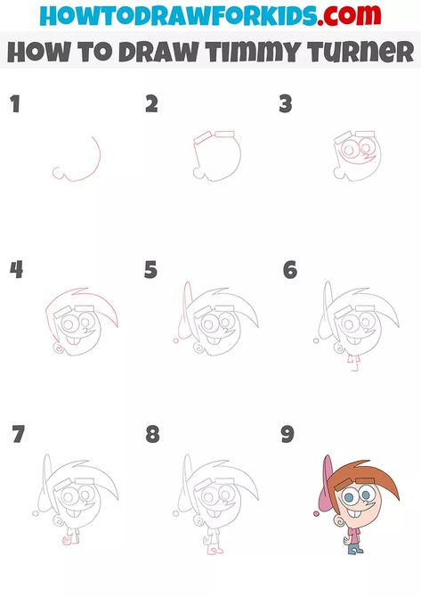 How To Draw Timmy Turner, Draw Cartoons, Character Tattoos, Characters Drawing, Timmy Turner, Drawing Help, Cartoon Drawing Tutorial, Cartoon Character Tattoos, Easy Drawing Tutorial