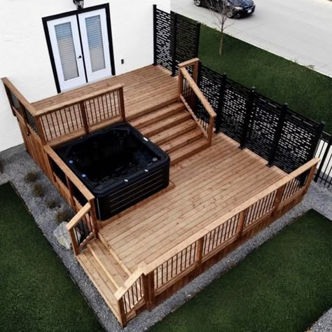 Tub Deck, Hot Tub Patio, Hot Tub Deck, Hot Tub Backyard, Backyard Oasis Ideas, Patio Deck Designs, Wooden Deck, Deck Designs Backyard, Backyard Renovations