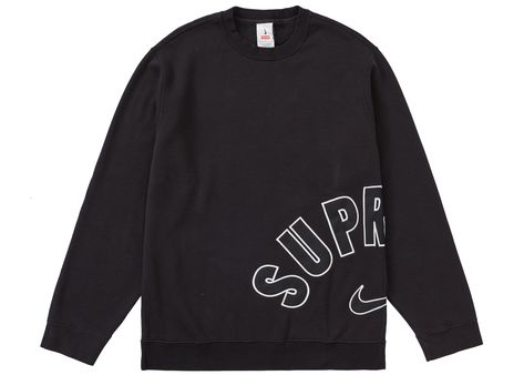 Supreme Nike Arc Crewneck Sweatshirt in Black Supreme Nike, Mens Tee Shirts, The Supreme, Zip Up Hoodies, Casual Style Outfits, Adidas Yeezy, Black Media, Mens Tees, Trading Cards