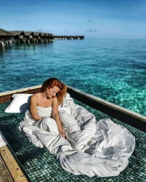 overwater hammock at Grand Park Kodhipparu Maldives Best Resorts In Maldives, Sleep Under The Stars, Water Villa, Hammock Bed, Maldives Resort, The Reef, Sleeping Under The Stars, Best Resorts, Instagram Worthy