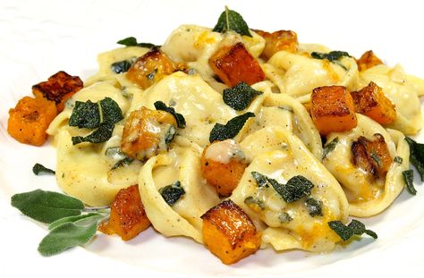 Tortellini With Butternut Squash, Brown Butter And Sage is a simple but savory pasta dish that you must try. The nuttiness of browned butter and the subtle flavor of fried sage leaves both compleme… Butternut Squash Tortellini, Squash Tortellini, Butter Squash Recipe, Grilled Butternut Squash, Oven Roasted Butternut Squash, Beef Pasta Recipes, Brown Butter Sauce, Tortellini Recipes, Harvest Salad