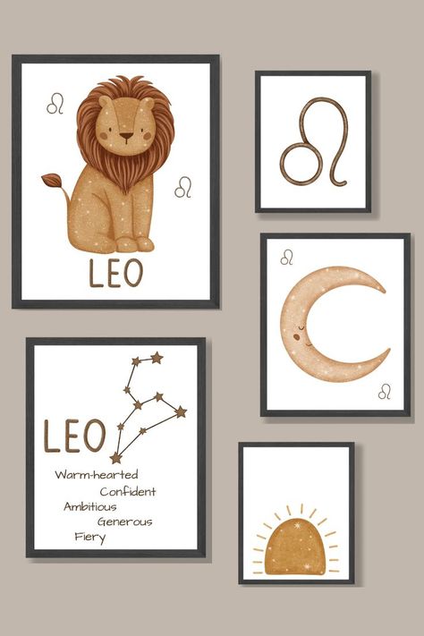 Astrology Nursery, Leo Astrology, Lion Nursery, Elegant Nursery, Hand Embroidery Ideas, Leo The Lion, Leo Lion, Lion Wall Art, Chic Nursery