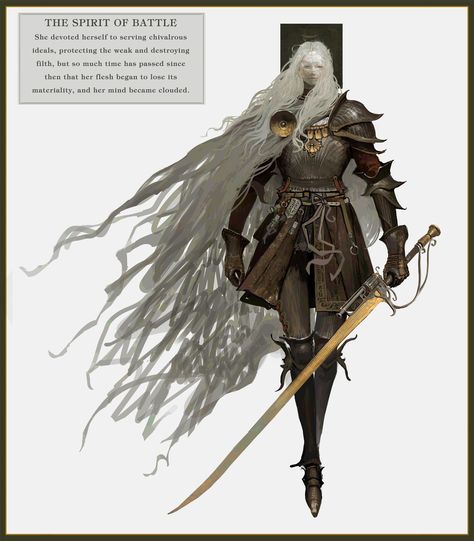 ArtStation - THE SPIRIT OF BATTLE Concept Art Warrior, Battle Concept Art, Battle Cleric, Spirit Armor, Clean Lineart, Dark Souls Concept Art, Resident Evil Girl, Dungeons And Dragons Classes, Fantasy Heroes