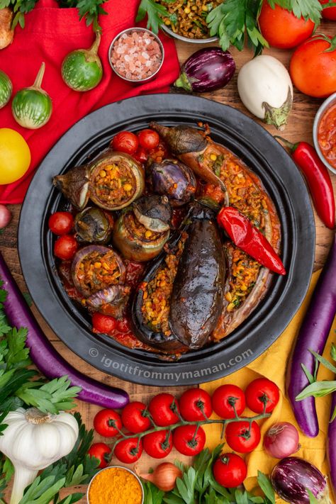 Dolmeh Bademjan - Persian Stuffed Aubergines — I got it from my Maman Bademjan Recipe, Food Persian, Persian Food Iranian Cuisine, Persian Dishes, Iranian Cuisine, Stuffed Eggplant, Yellow Split Peas, Split Peas, Arabian Food