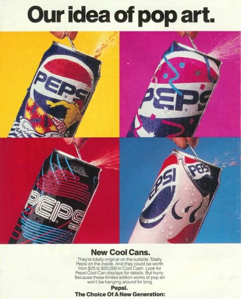 80's Pepsi Poster Pepsi Advertisement, 80s Ads, Art Coursework, Pepsi Ad, The Velvet Underground, Clock Vintage, Absolut Vodka, Retro Ads, Pepsi Cola