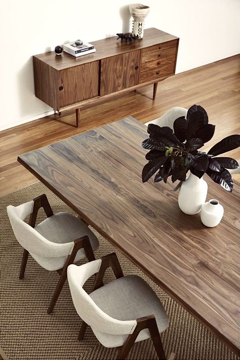 Modern Dining Room Light Fixtures, Modern Dining Room Lighting, Timber Dining Table, Wood Dining Room Table, Reclaimed Wood Dining Table, Dinning Room Design, Dining Room Interiors, Walnut Dining Table, Dining Room Inspiration