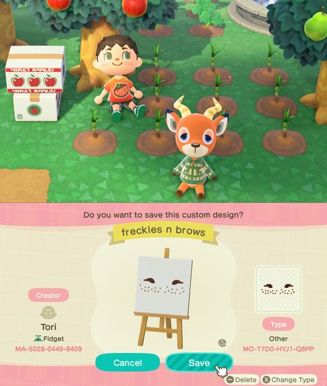 I couldn't find a facepaint custom design I liked so I made one 🙂 MA-5028-0449-8409 Animal Crossing Freckles, Acnh Kidcore, Facepaint, Face Painting, Animal Crossing, Eyebrows, Custom Design, The Creator, Animals