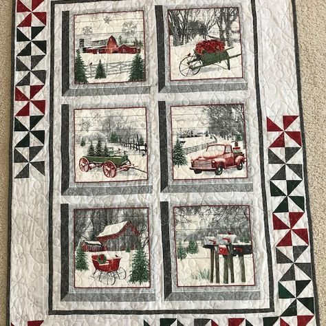 MsElaineousProduct - Etsy Quilt Made From Panels, 6 Panel Quilts Ideas Layout, Quilt With Panels Ideas, Christmas Wall Hangings Quilted, Quilt Panels Ideas Layout, Quilts With Panels Ideas Layout, Hanging Quilts On Wall Ideas, Christmas Panel Quilts Ideas Layout, Christmas Panel Quilts