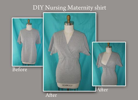 The Eighth Daughter: DIY maternity nursing shirt Diy Nursing Tops, Diy Nursing Clothes, Diy Maternity Clothes, Maternity Patterns, Maternity Sewing, Diy Nursing, Nursing Shirt, Breastfeeding Clothes, Shirt Diy