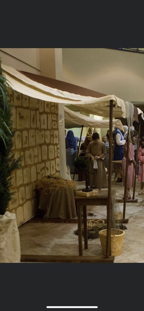 Bible Scenes Backdrops, Desert Theme Vbs Decorations, Bethlehem Stage Props, Night In Bethlehem Decorations, Egyptian Vbs Decorations, Diy Bethlehem Village, Bethlehem Inn Stage Prop, Bethlehem Set Design, Bible Times Decorations