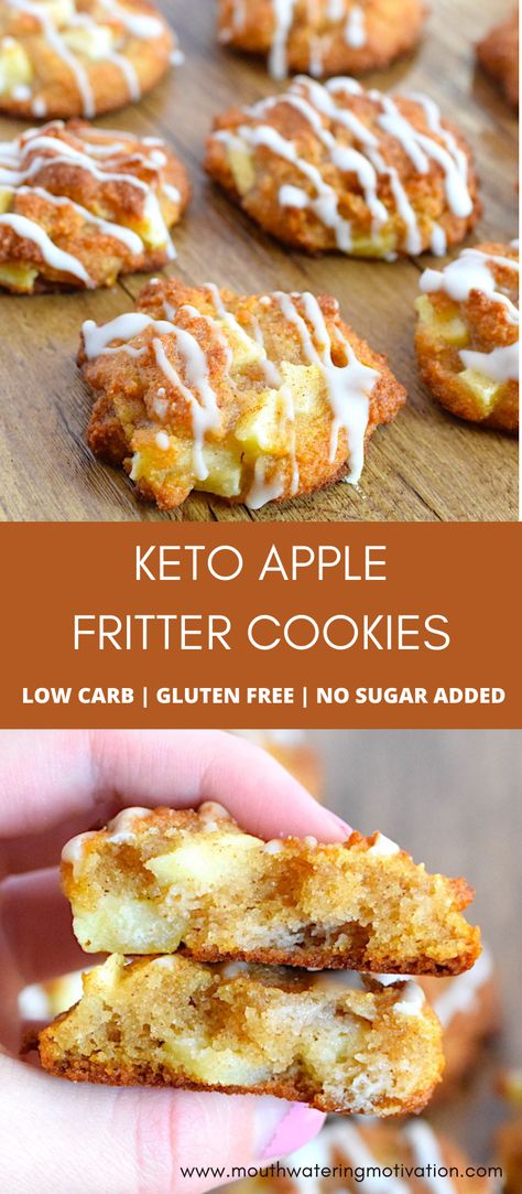 Keto apple fritter cookies. Low carb apple fritter cookies. keto cookie recipe. Galletas Keto, Leftover Apples, Desserts Keto, Apple Fritter, Keto Lasagna, Postre Keto, Low Carb Cookies, Low Carb Sweets, Recetas Keto