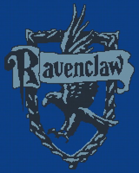 Alpha Pattern #20550 Preview added by berry107 Crochet Grid Patterns Harry Potter, Ravenclaw Alpha Pattern, Ravenclaw Embroidery, Harry Potter Perler Beads, Harry Potter Cursed Child, Ravenclaw Crest, Harry Potter Blanket, Harry Potter Crochet, Art Perle